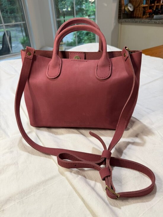 Portland Leather Handbags - Portland Leather - Mini Cross body tote in Dusty Rose